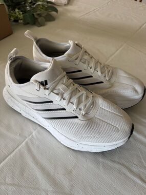 adidas White Sneakers with Black Stripe Accents